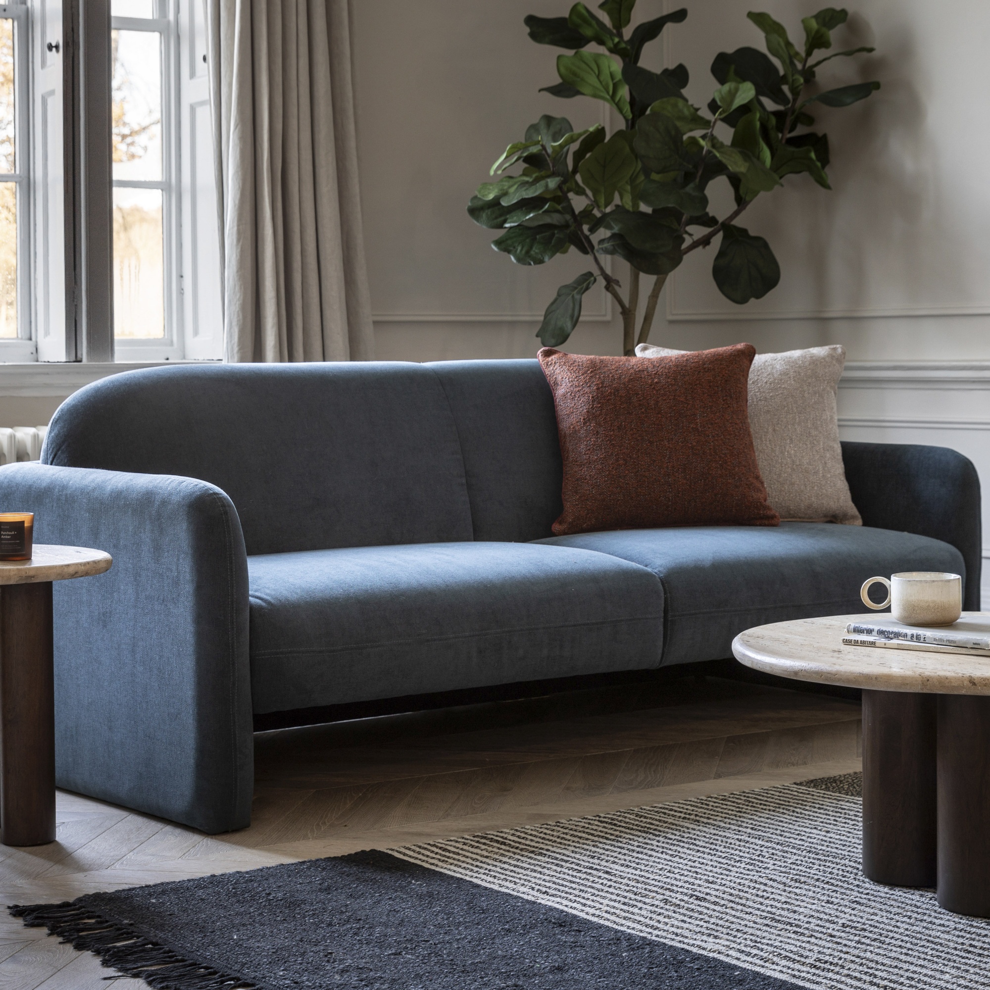 Gallery Massa 3 Seater Sofa Dusty Blue | Brentham Furniture