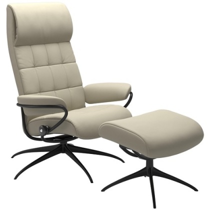 Stressless London High Back Chair & Stool With Star Base Stressless London High Back Chair & Stool With Star Base