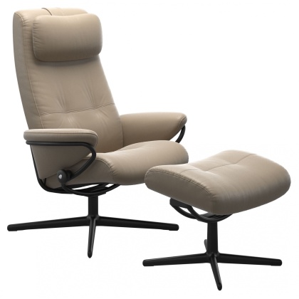 Stressless Berlin High Back Chair & Stool With Urban Cross Base Stressless Berlin High Back Chair & Stool With Urban Cross Base