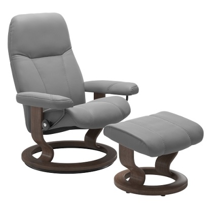 Stressless Consul Chair and Stool with Classic Base Stressless Consul Chair and Stool with Classic Base