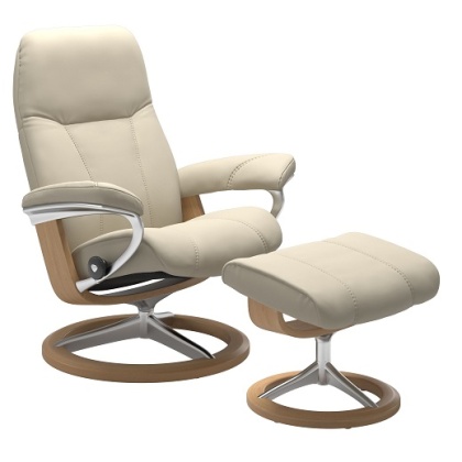 Stressless Consul Chair and Stool with Signature Base Stressless Consul Chair and Stool with Signature Base