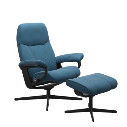 Stressless Consul Chair and Stool with Cross Base Stressless Consul Chair and Stool with Cross Base