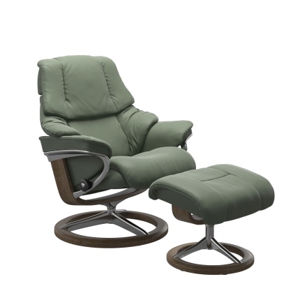 Stressless Reno Chair and Stool with Signature Base Stressless Reno Chair and Stool with Signature Base
