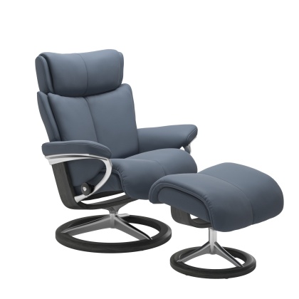 Stressless Magic Chair and Stool with Signature Base Stressless Magic Chair and Stool with Signature Base