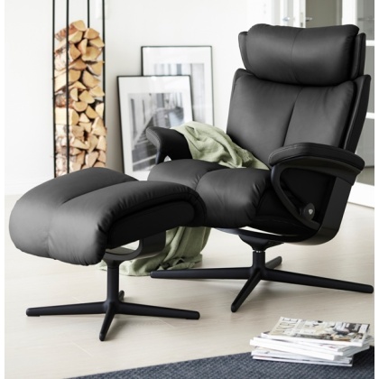 Stressless Magic Chair and Stool with Cross Base Stressless Magic Chair and Stool with Cross Base