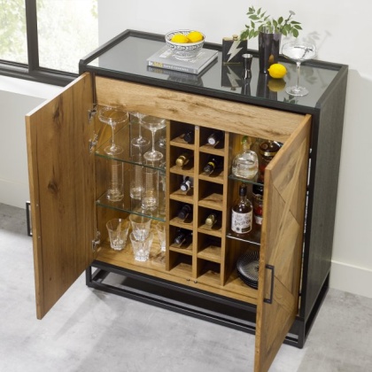 Bentley Designs Indus Rustic Oak & Peppercorn Drinks Cabinet Bentley Designs Indus Rustic Oak & Peppercorn Drinks Cabinet