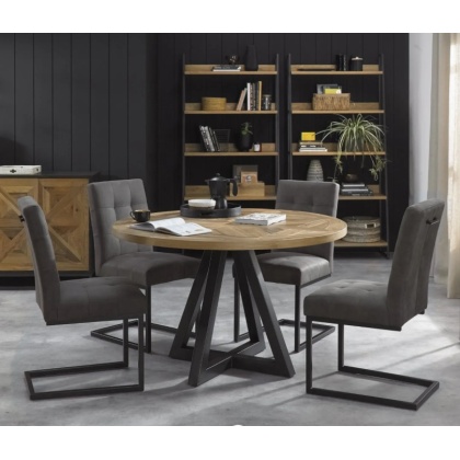 Bentley Designs Indus Rustic Oak Dining Table & 4 Cantilever Chairs Bentley Designs Indus Rustic Oak Dining Table & 4 Cantilever Chairs