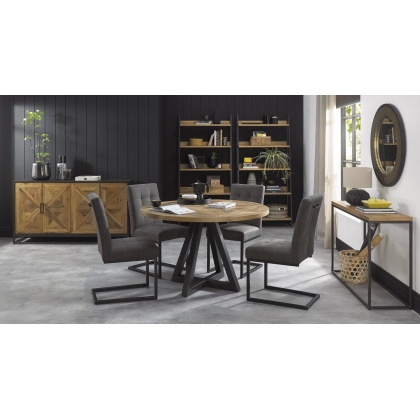 Bentley Designs Indus Rustic Oak Dining Table & 4 Cantilever Chairs Bentley Designs Indus Rustic Oak Dining Table & 4 Cantilever Chairs