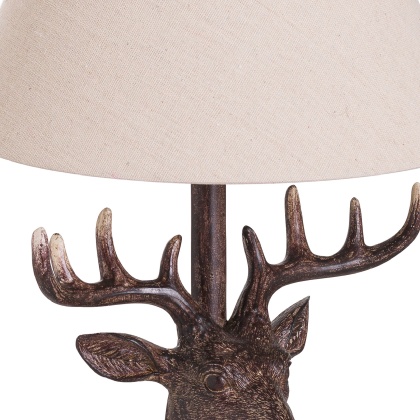 Hill Interiors Stag Head Table Lamp With Linen Shade