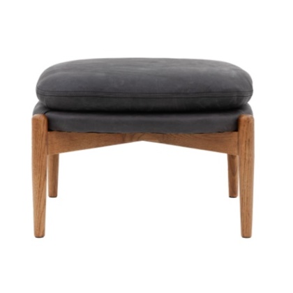 Gallery Direct Datsun Footstool Antique Ebony Leather Gallery Direct Datsun Footstool Antique Ebony Leather