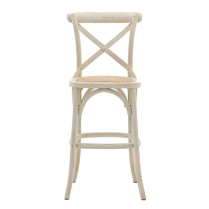 Gallery Cafe Stool White With Rattan (PAIR)