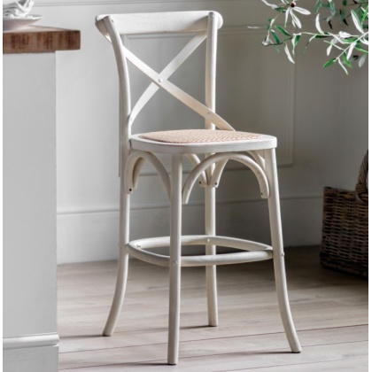 Gallery Cafe Stool White With Rattan (Set of 2)