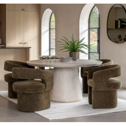 Gallery Pedra Round Dining Table Travertine