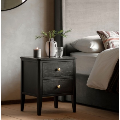 Gallery Direct Acton 2 Drawer Bedside Black Gallery Direct Acton 2 Drawer Bedside Black