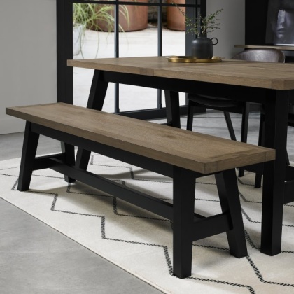 Bentley Designs Camden Weathered Oak & Peppercorn Small Bench Bentley Designs Camden Weathered Oak & Peppercorn Small Bench