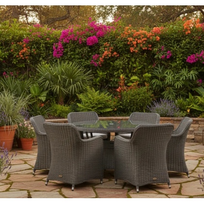 Gallery Direct Ascot 6 Seater Round Dining Set Salt Spray Gallery Direct Ascot 6 Seater Round Dining Set Salt Spray