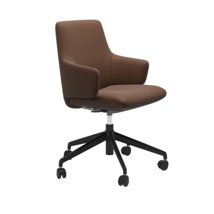 Stressless Laure Low Back Office Chair With Arms - Batick Warm Brown - Quick Ship! Stressless Laure Low Back Office Chair With Arms - Batick Warm Brown - Quick Ship!