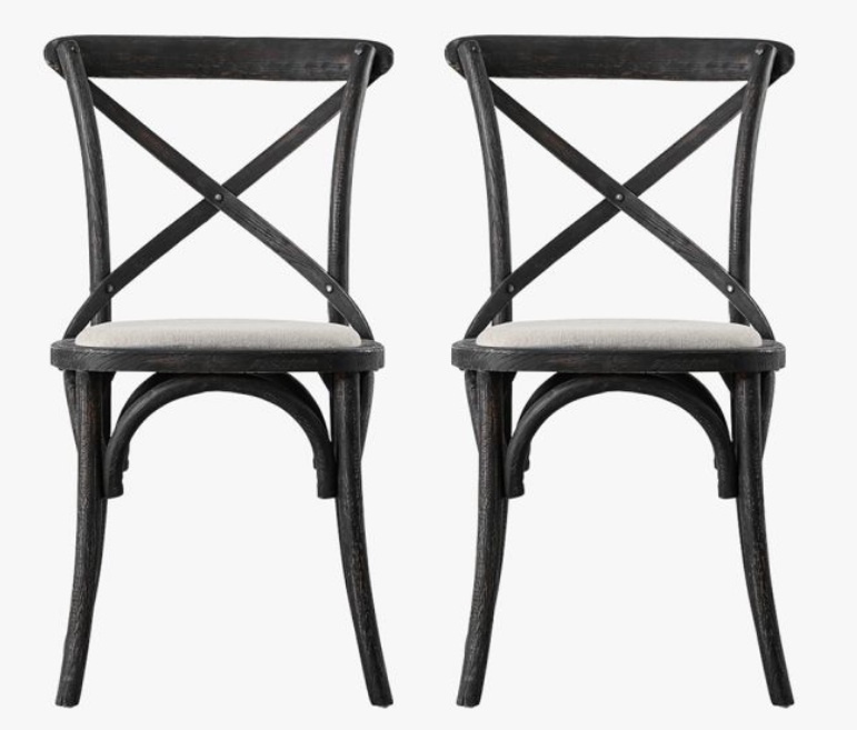 Gallery Gallery Cafe Chair Black Linen (Set of 2)