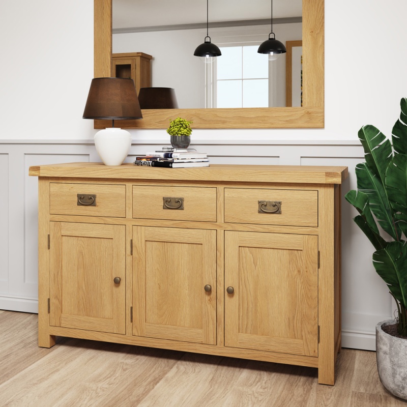 Brenthams Simplicity Woodfield Oak 3 Door Sideboard