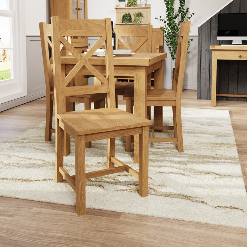 Brenthams Simplicity Woodfield Oak Cross Back Chair Wooden Seat