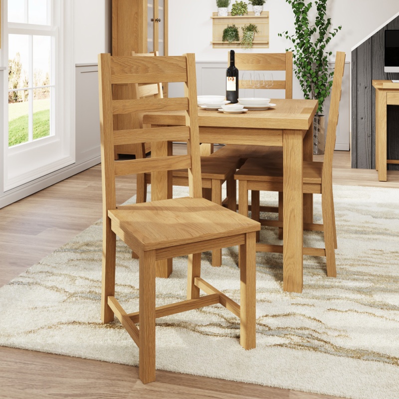 Brenthams Simplicity Woodfield Oak Ladder Back Chair Wooden Seat