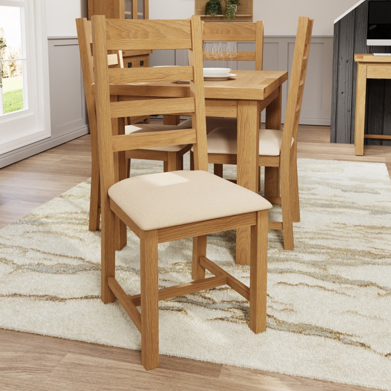 Brenthams Simplicity Woodfield Oak Ladder Back Chair Fabric