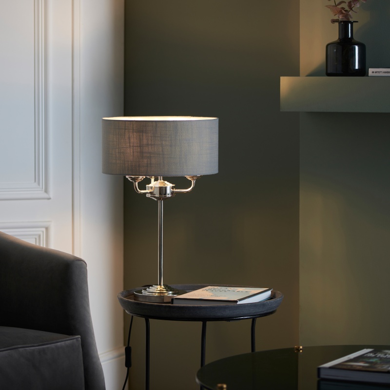 Gallery Highclere 3 Table Lamp - Bright Nickel