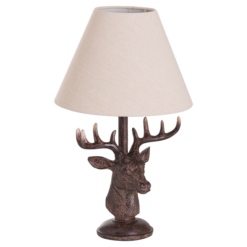 Hill Interiors Hill Interiors Stag Head Table Lamp With Linen Shade