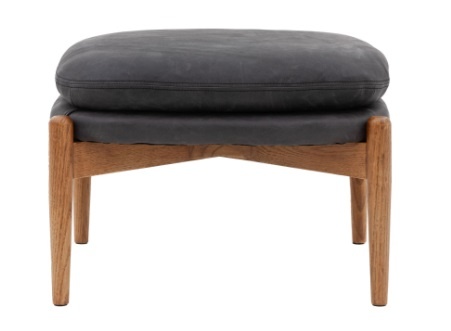 Gallery Gallery Datsun Footstool Antique Ebony Leather