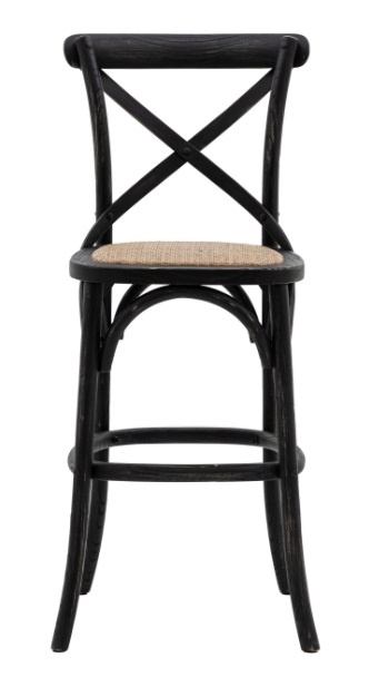 Gallery Gallery Cafe Stool Black With Rattan (Set of 2)