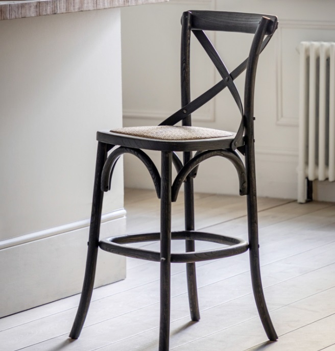 Gallery Gallery Cafe Stool Black With Rattan (PAIR)