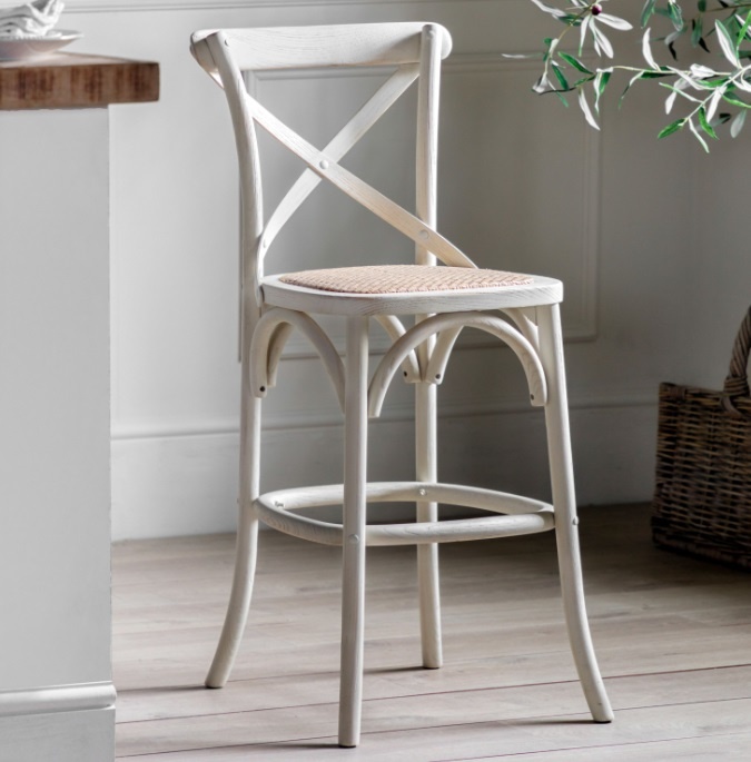 Gallery Gallery Cafe Stool White With Rattan (PAIR)