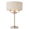 Gallery Highclere 3 Table Lamp - Light Chrome & Natural Linen