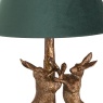 Hill Interiors Hill Interiors Antique Gold Marching Hares Lamp With Green Velvet Shade