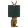 Hill Interiors Hill Interiors Antique Gold Hare Lamp With Green Velvet Shade