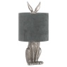 Hill Interiors Hill Interiors Antique Silver Hare Lamp With Grey Velvet Shade